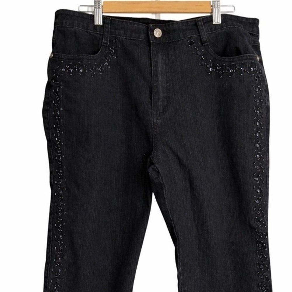 Adolfo Embellished Capri Jeans Size 16 Sequin & Beaded Detail